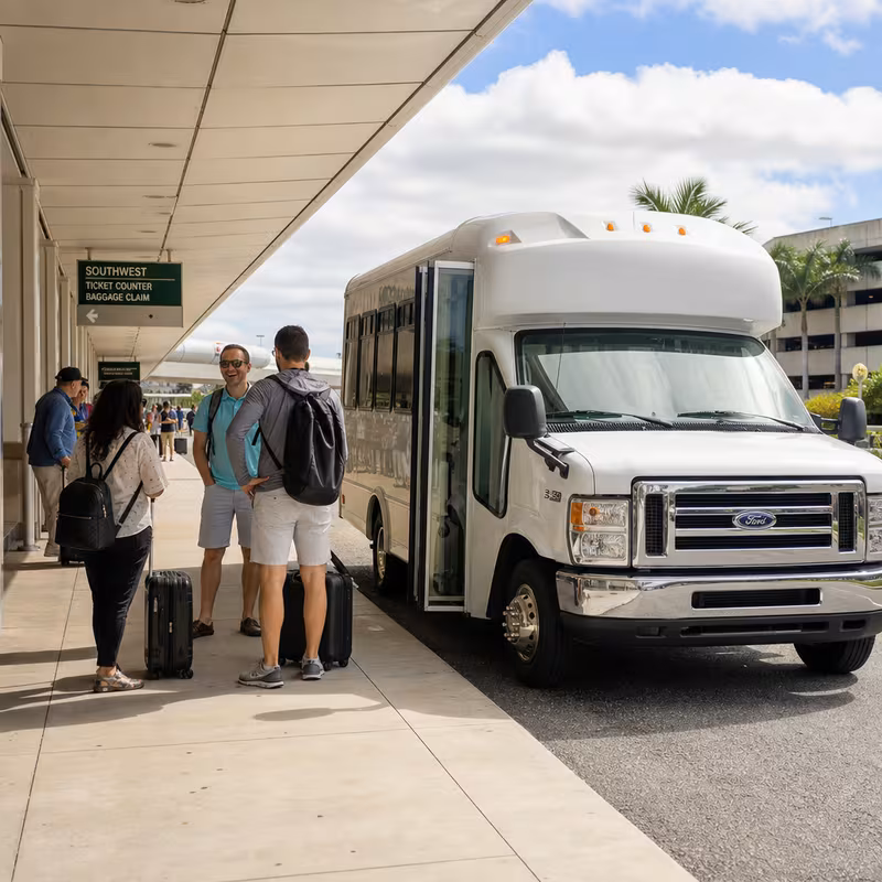 Black Mercedes Sprinter van staged for an Fort Myers Airport Transportation group