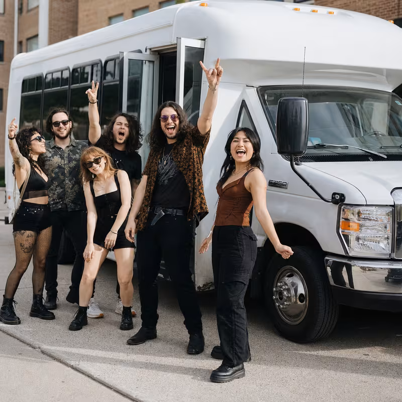 Black Mercedes Sprinter van staged for an Fort Myers Concert Transportation group