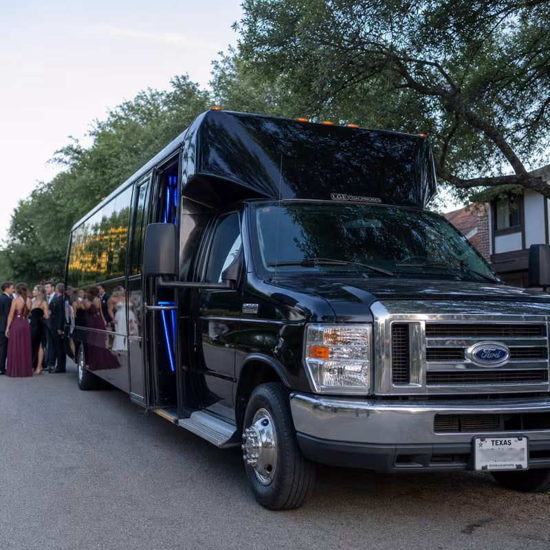 Black Mercedes Sprinter van staged for an Fort Myers Prom & Homecoming Transportation group
