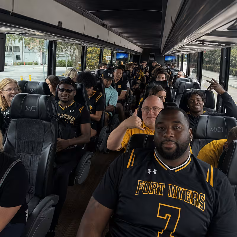 Black Mercedes Sprinter van staged for an Fort Myers Sporting Event Transportation group