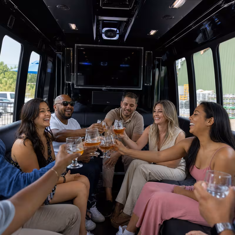 Black Mercedes Sprinter van staged for an Fort Myers Winery & Brewery Tour Transportation group